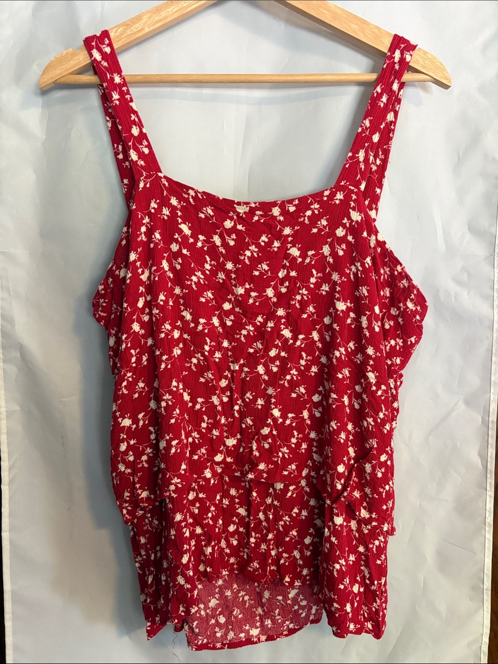 bobeau Red Floral Square-Neck Camisole